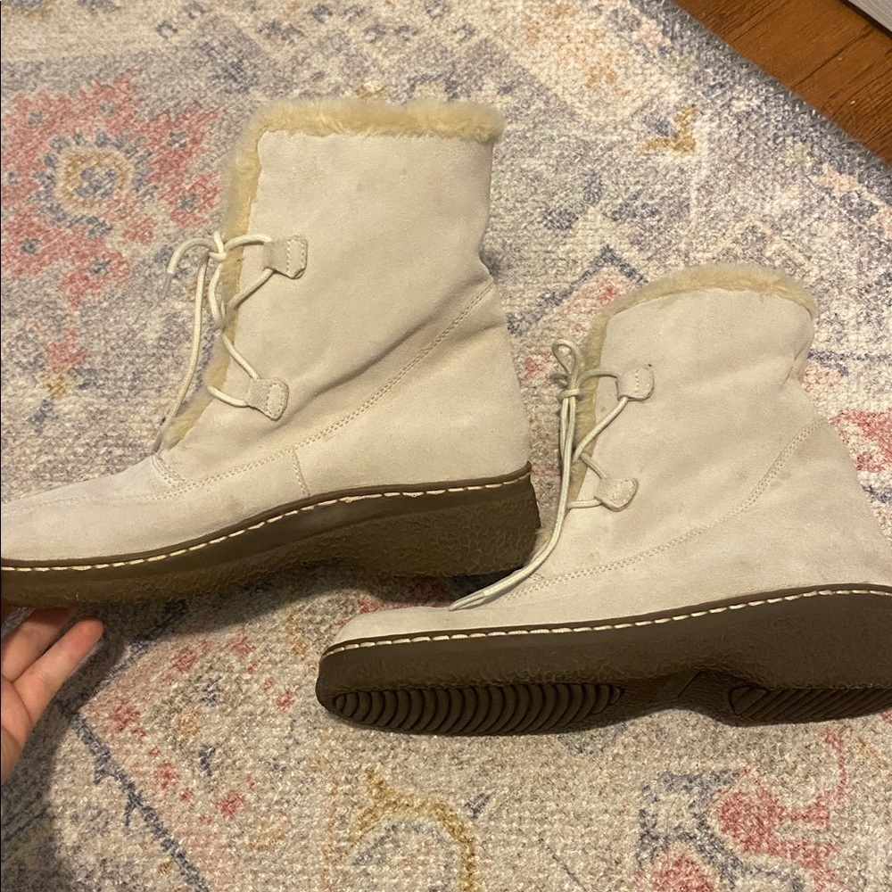 G.H. Bass & Co. Women’s Light Tan Fur-Lined Square Toe Winter Size 8.5 Boots NWT - Picture 6 of 11